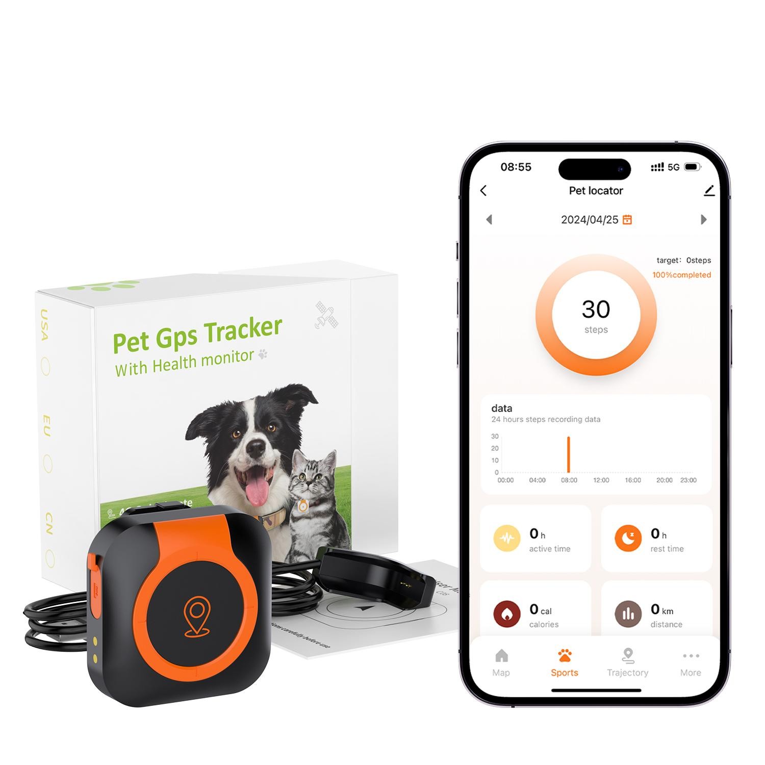 Newest 4G pet GPS health tracker C08